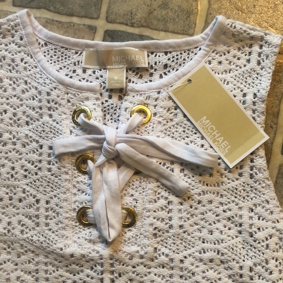 Michael Kors Crochet Lace Up Sleeveless Top NWT - Picture 2 of 8